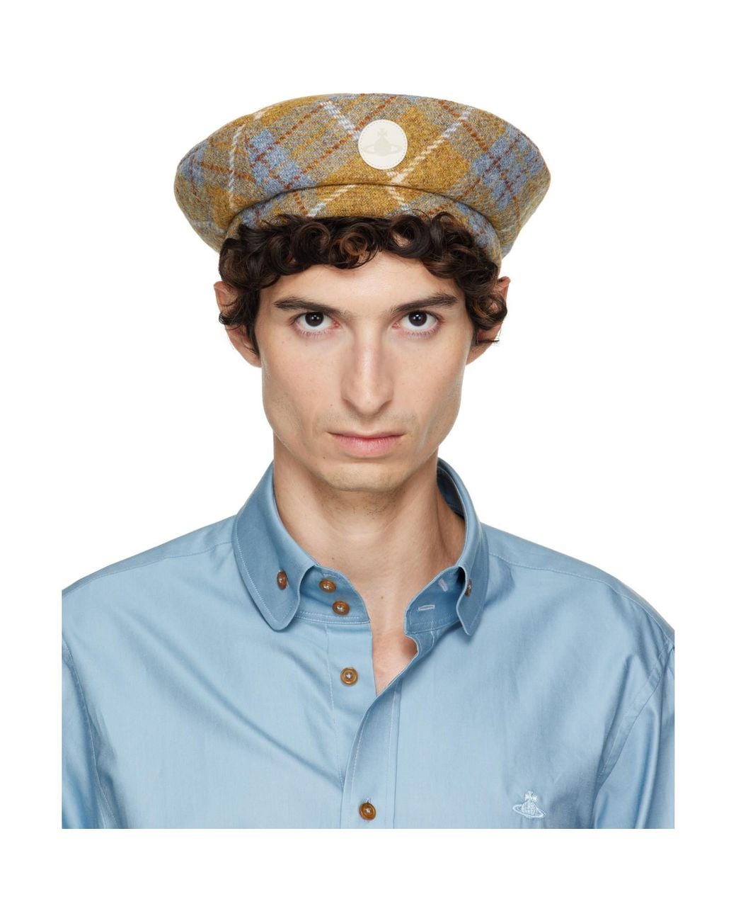 Vivienne Westwood Blue Tartan Beret for men