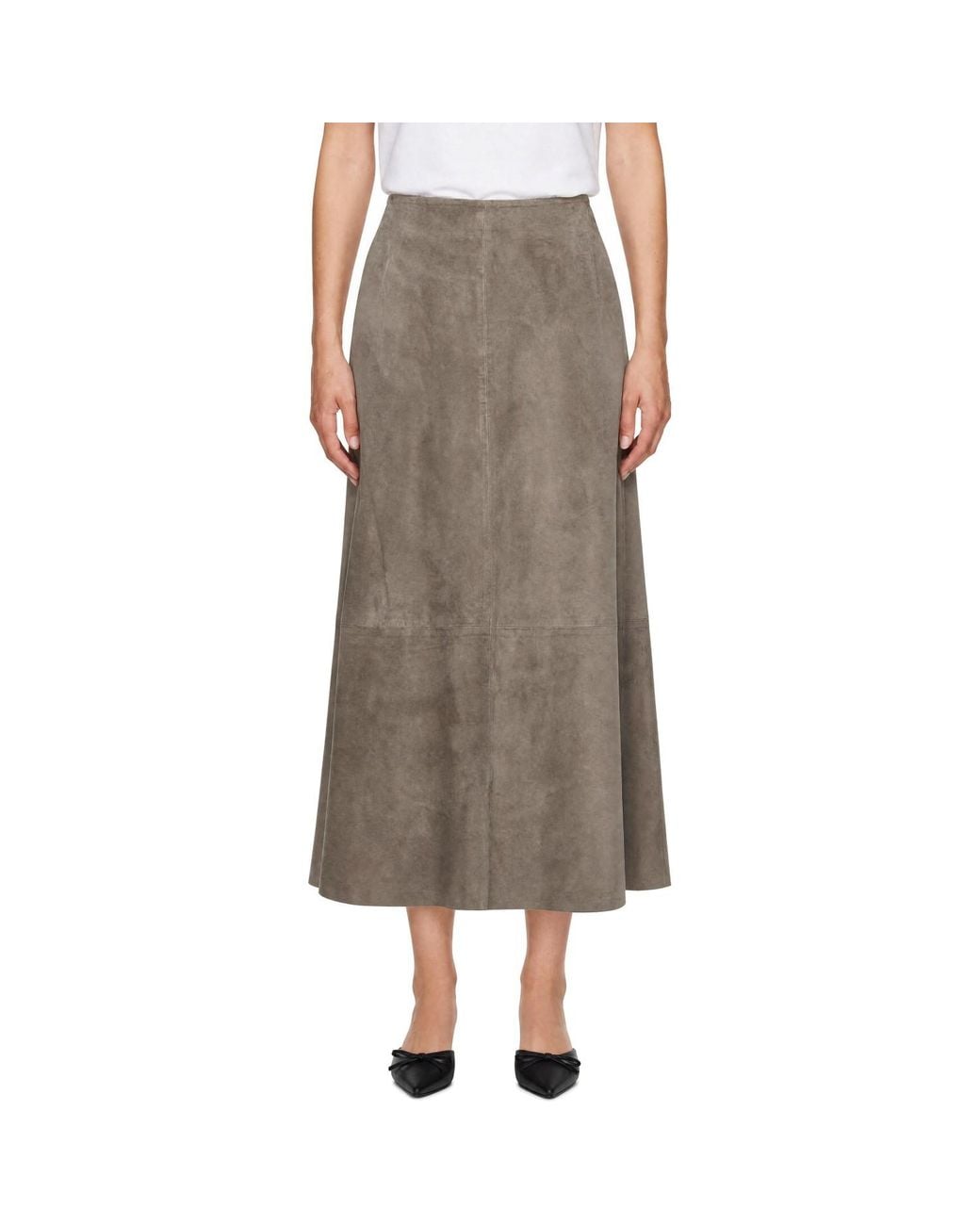 St. Agni Brown Taupe Suede Circle Maxi Skirt
