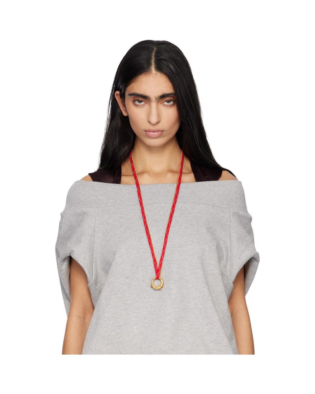 Dries Van Noten Red Shoelace Necklace