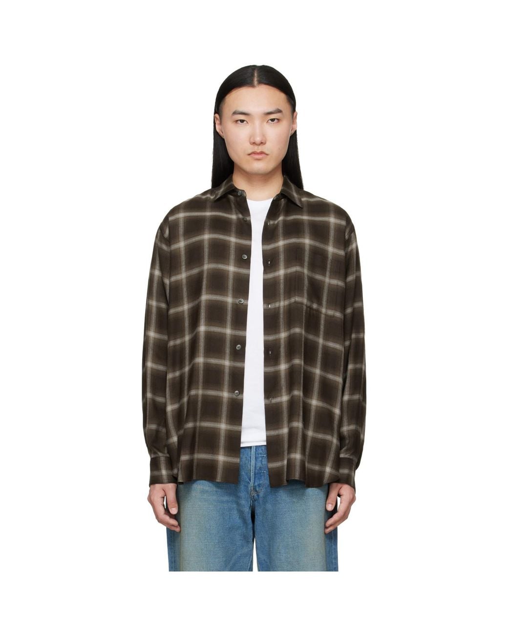Ssstein Black Check Oversized Ls Shirt for men