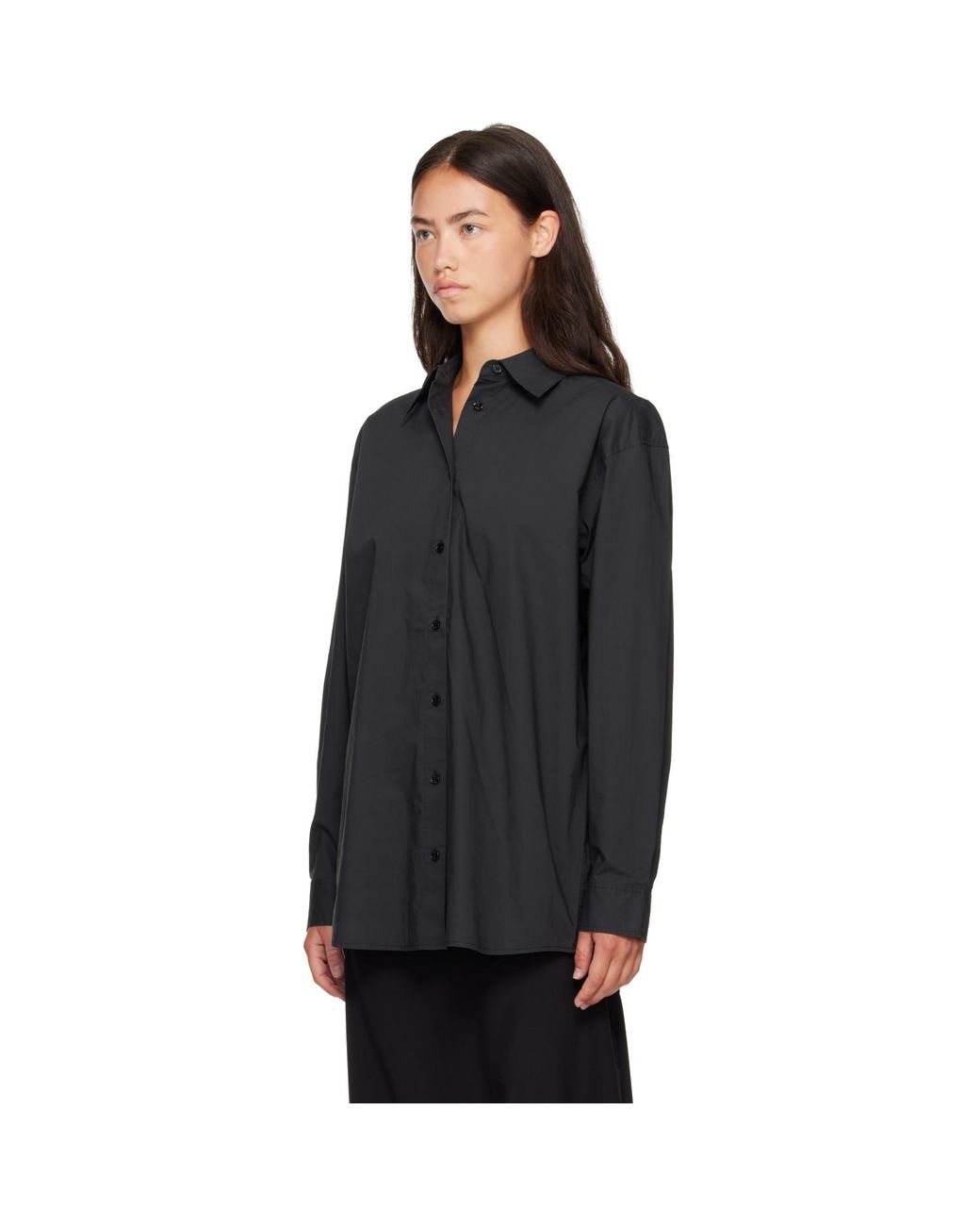 Totême Black Classic Tumbled Shirt