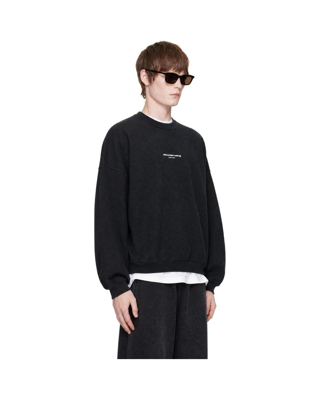 Alexander Wang Black Oversized Logo Print Sweatshirt for men