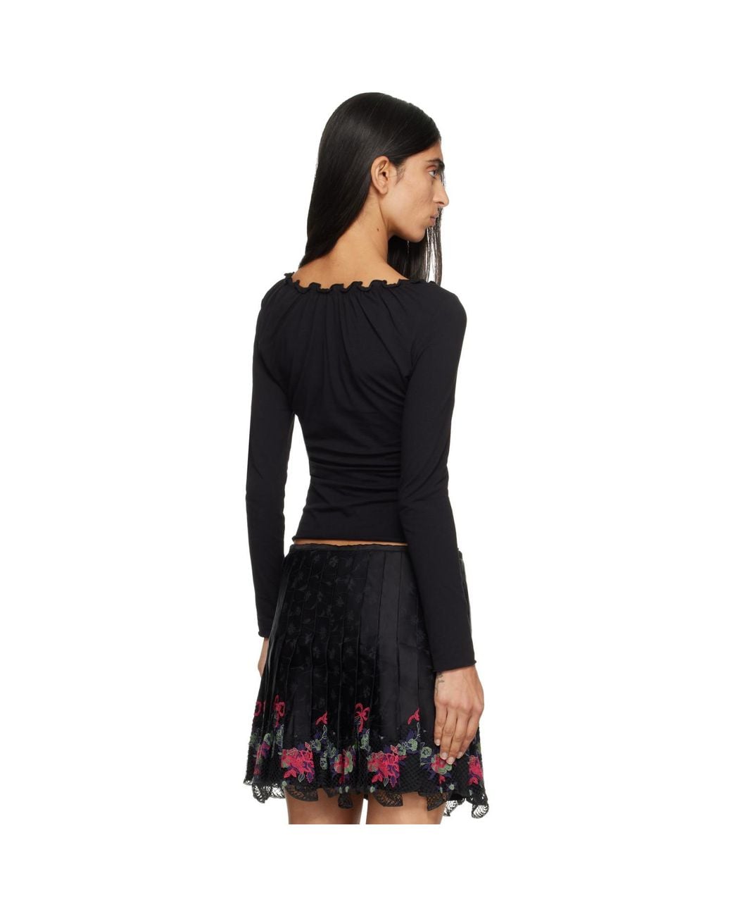 Chopova Lowena Black 'Feelings' Happy Long Sleeve T-Shirt