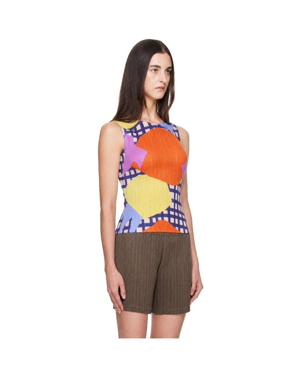 Pleats Please Issey Miyake Red Market Tank Top