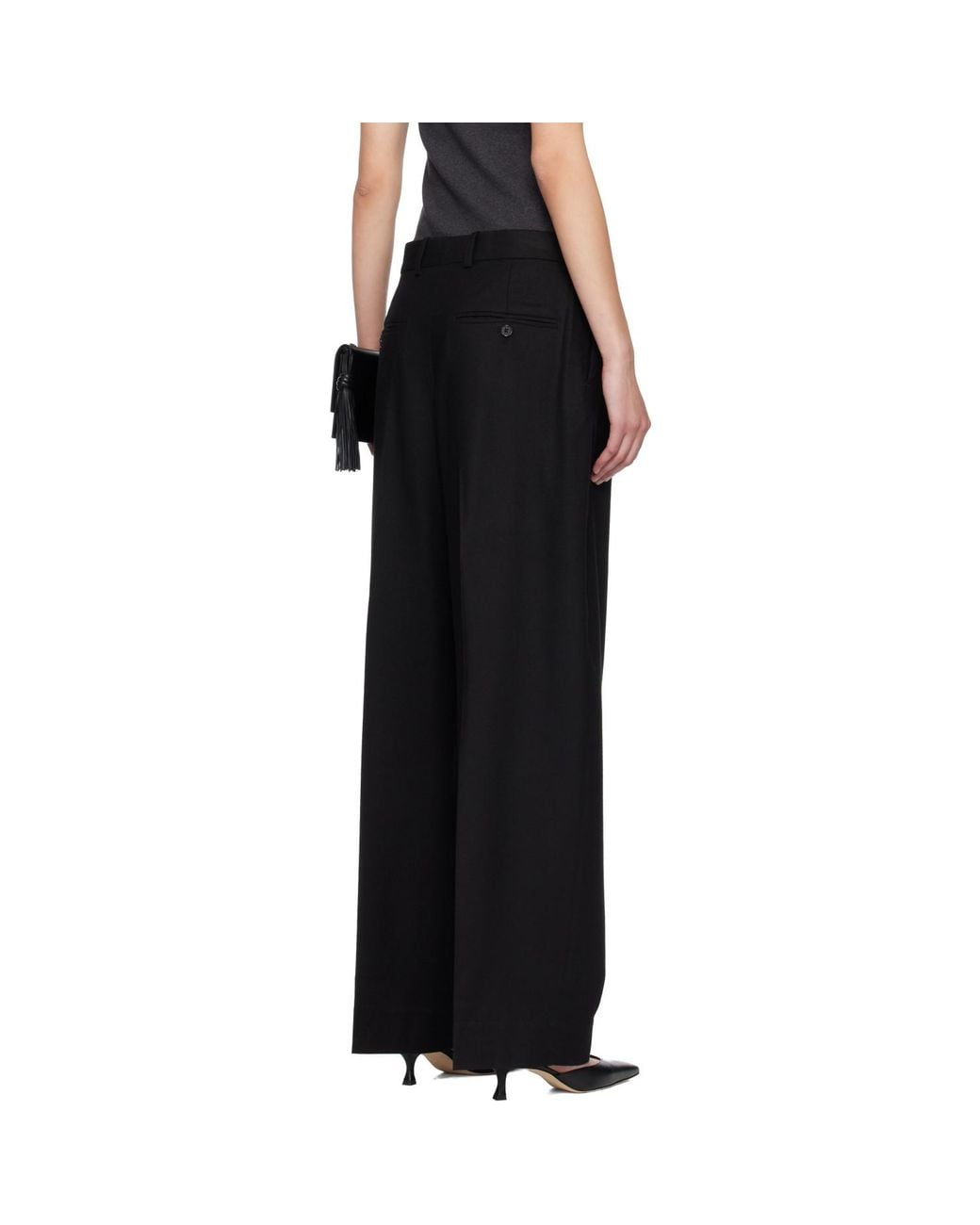 Totême Black Wide Flannel Trousers