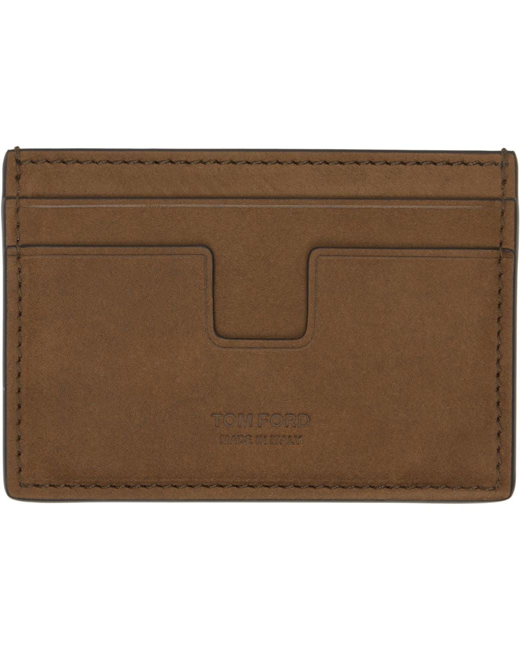 Tom Ford Black Nubuck 'T Line' Classic Card Holder for men