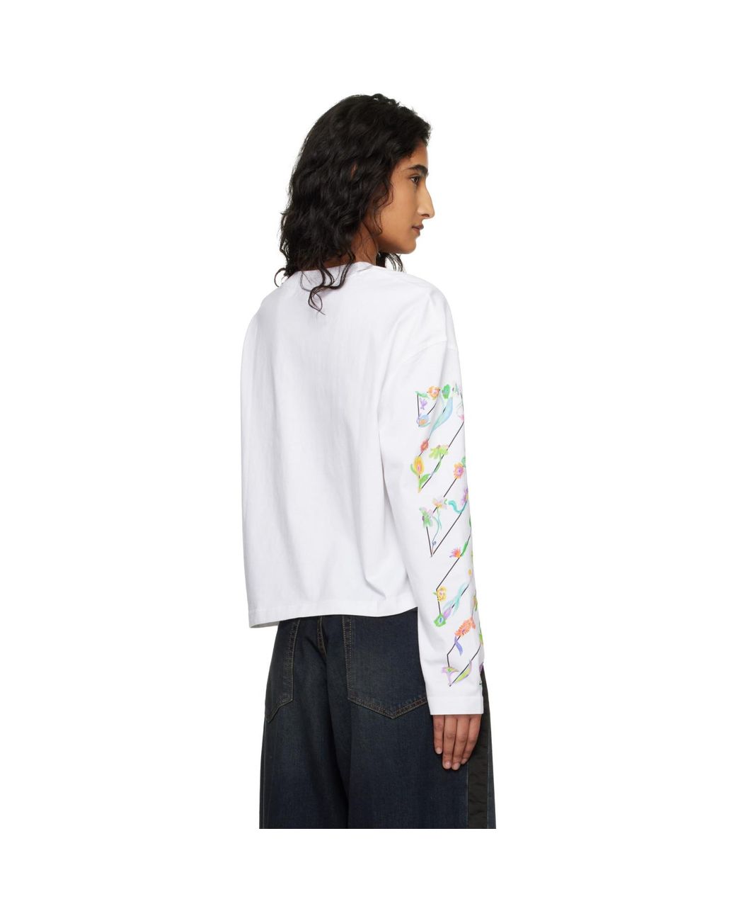 Off-White c/o Virgil Abloh White Diagonal Glowing Flower T-Shirt