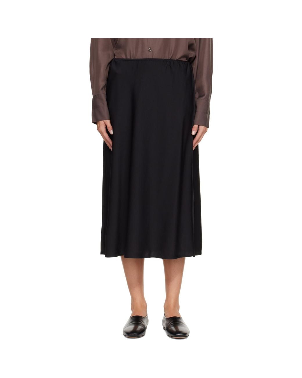 Lisa Yang Black Silk Midi Skirt