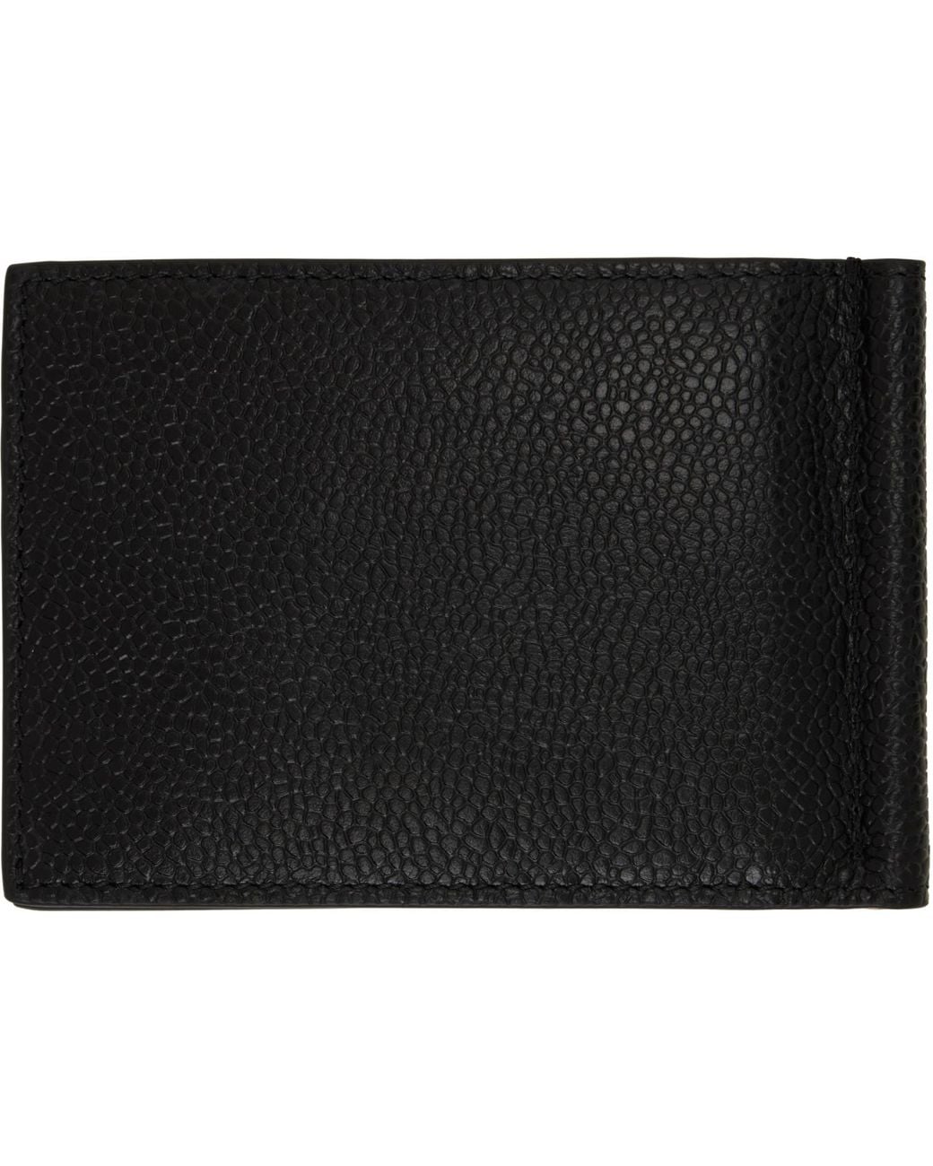 Thom Browne Black Pebble Grain Money Clip Wallet for men