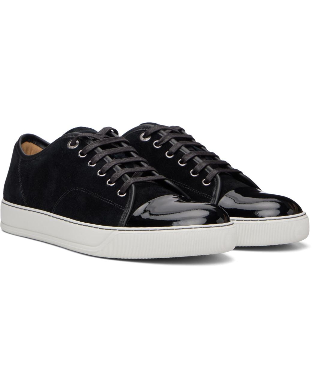 Lanvin Black Dbb1 Patent Leather & Suede Sneakers for men