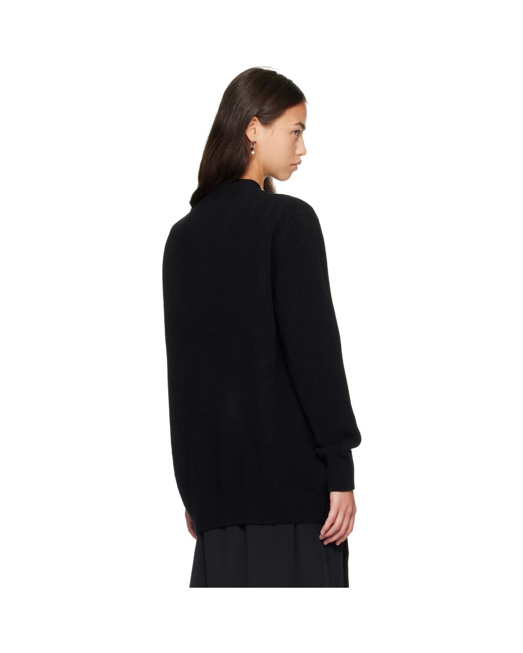Simone Rocha Black Merino Lace Up Hem Jumper