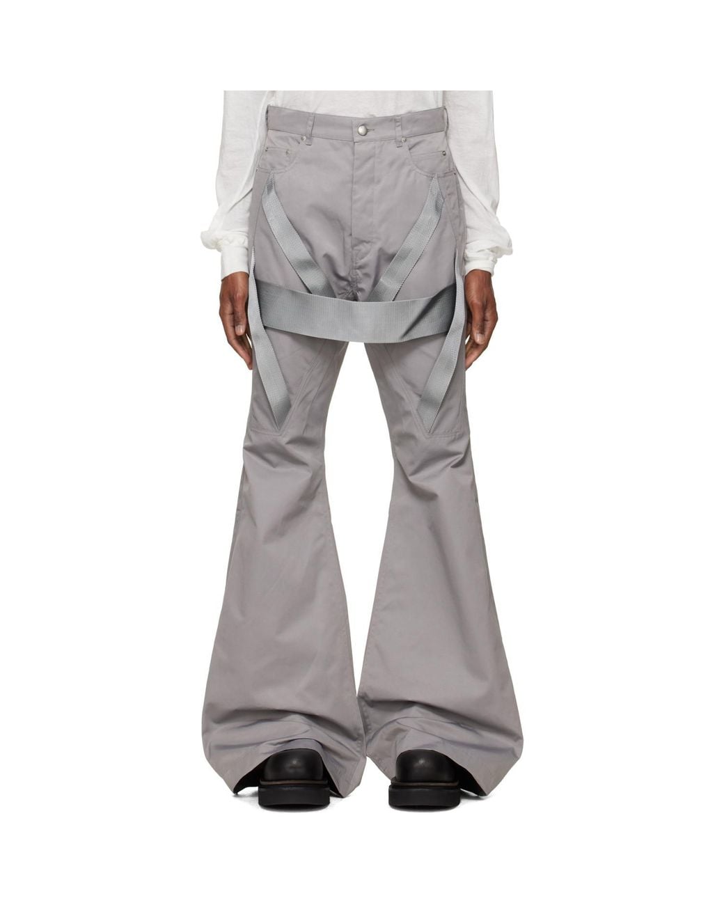 Rick Owens Gray Tower Megastrapped Bolan Bootcut Trousers for men