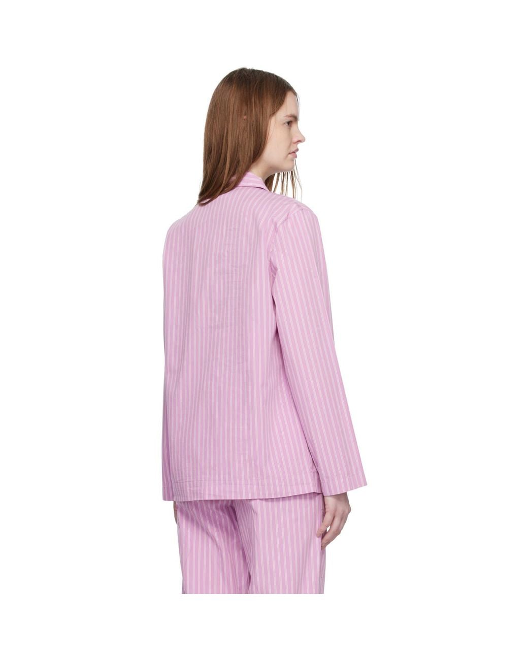 Tekla Pink Long-sleeved Pyjama Shirt