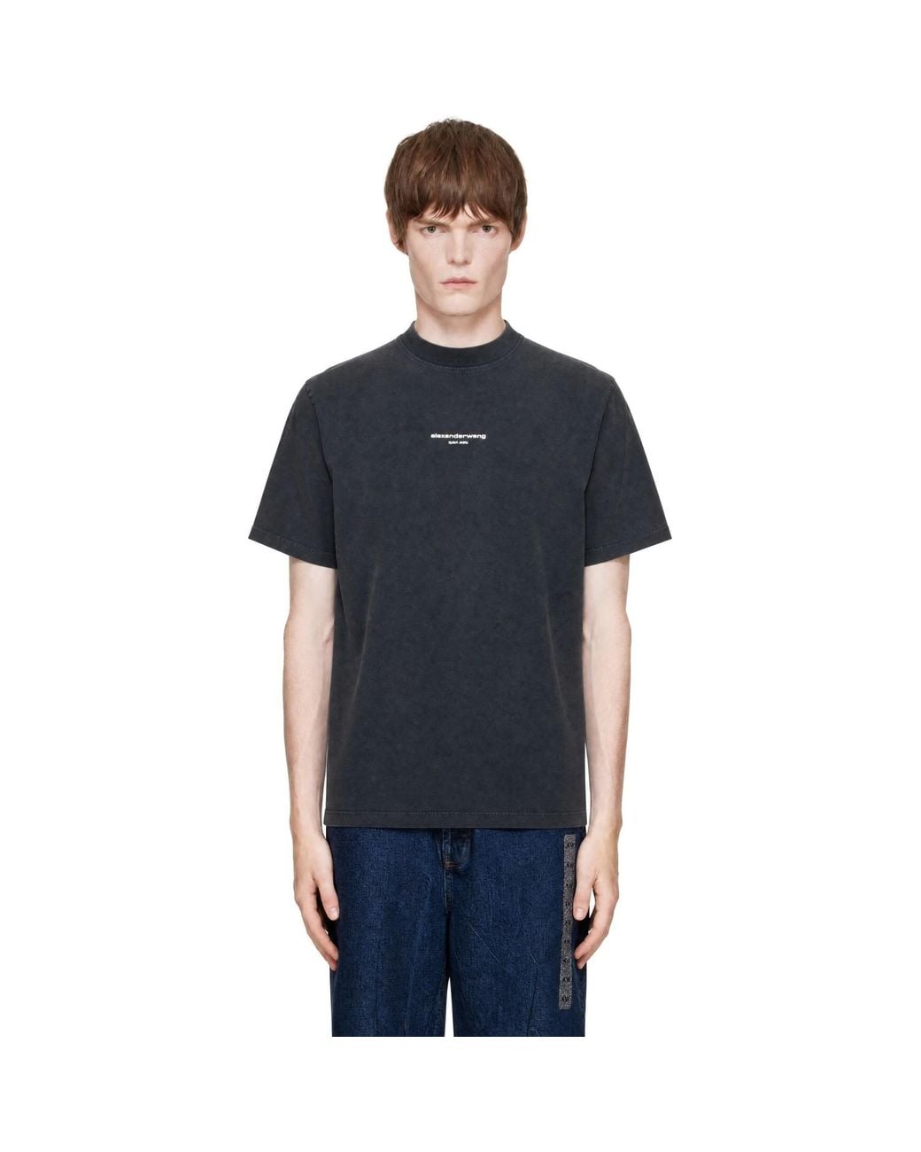 Alexander Wang Blue Logo Print T-Shirt for men