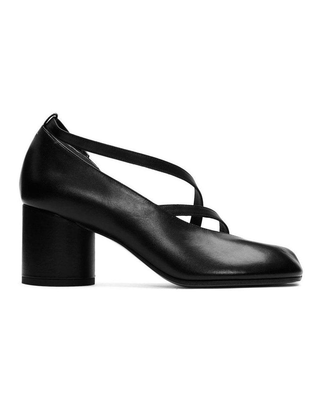 Maison Margiela Black Exposed Toe Ankle Strap Tabi Sandals