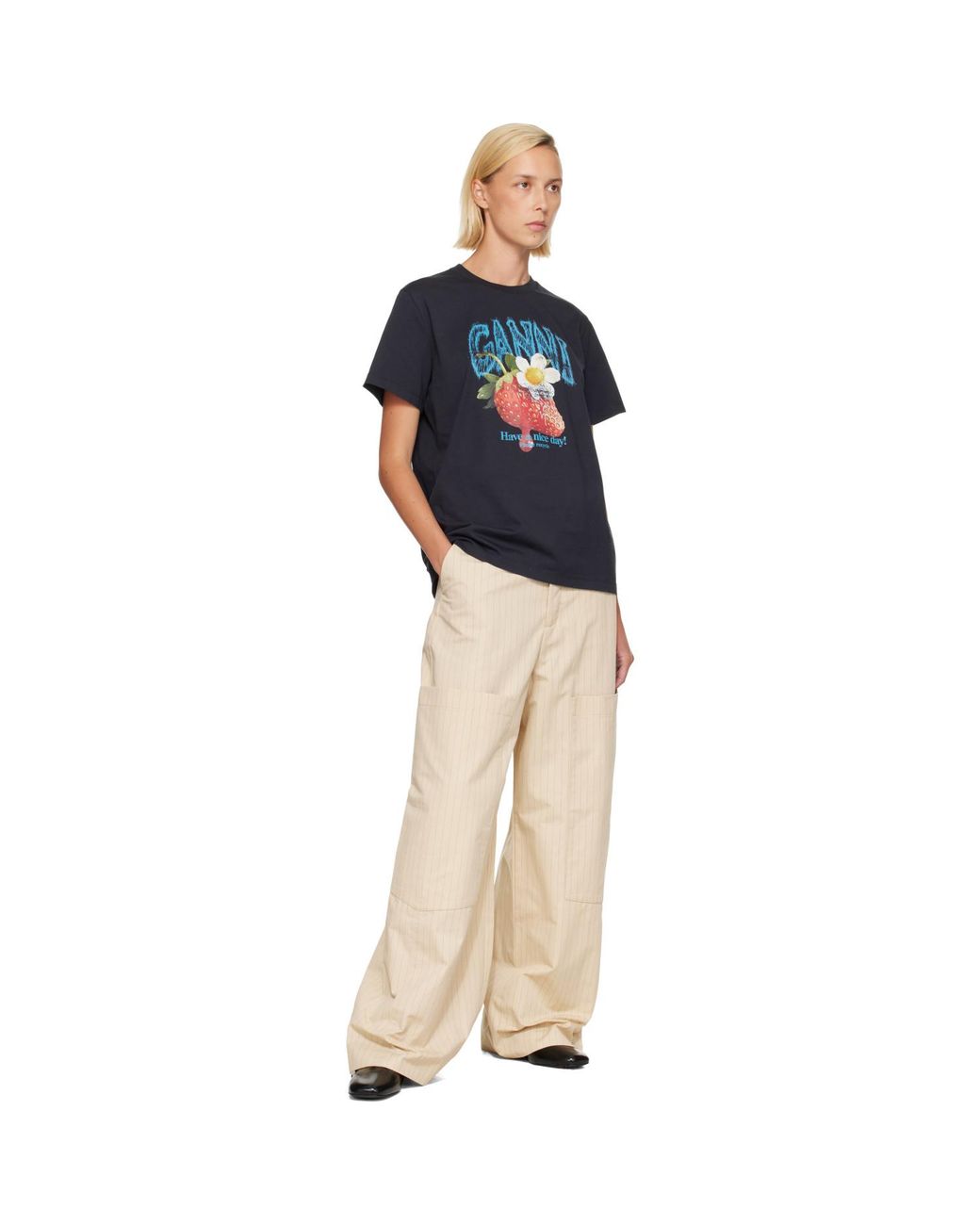 Ganni Blue Strawberry T-Shirt