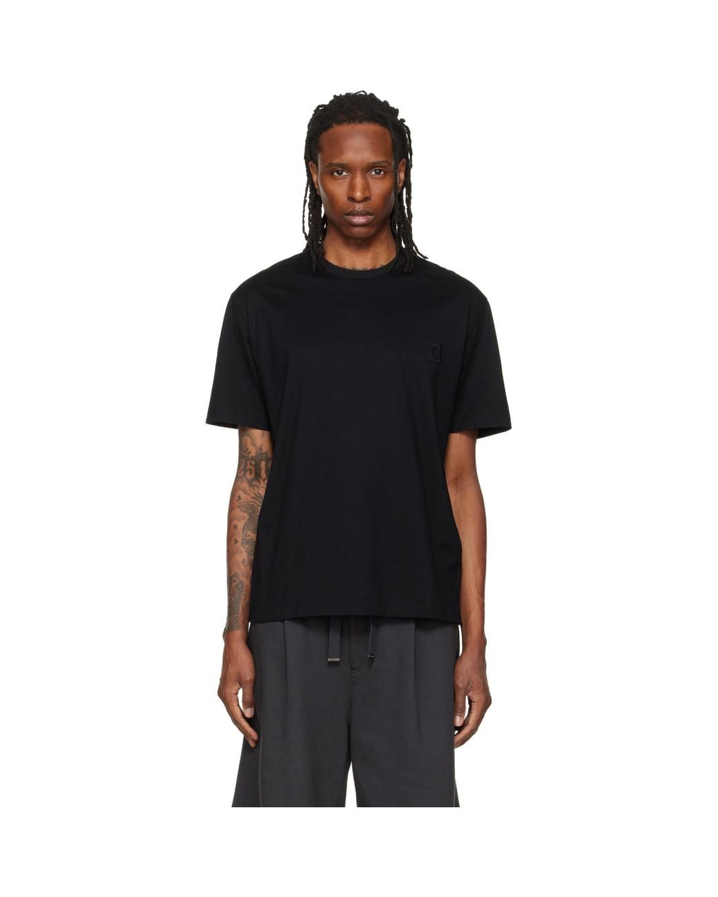 Wooyoungmi Black Cotton Back Logo T-Shirt for men