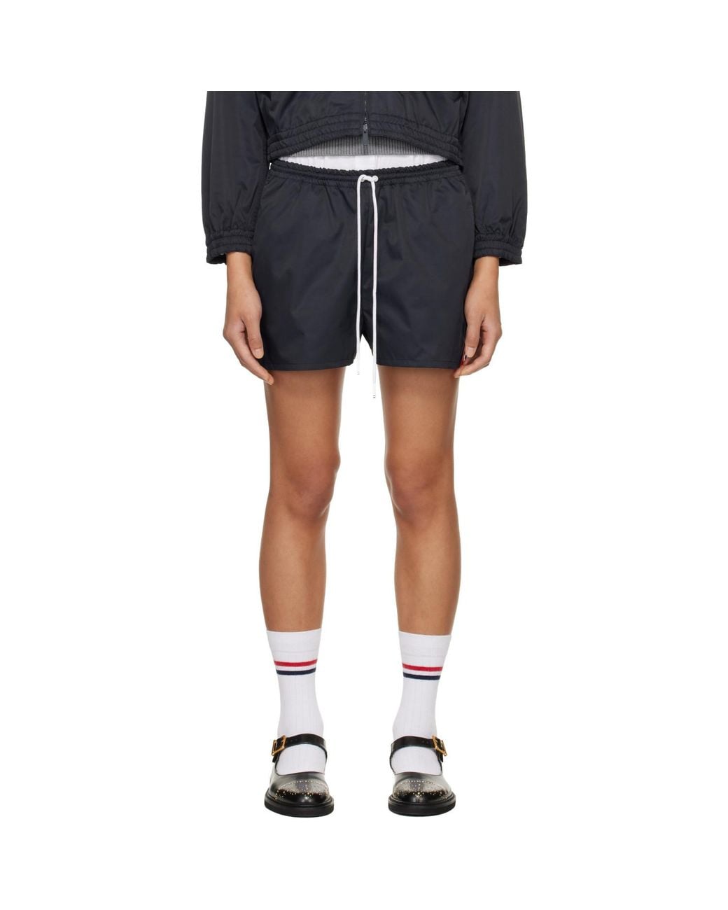 Thom Browne Blue Stripe Drawstring Shorts
