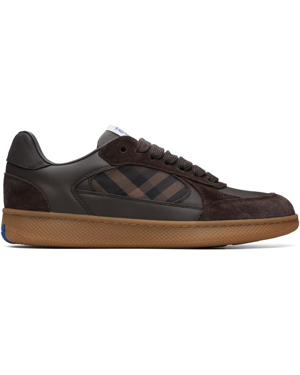 Burberry Brown Leather Suede & Check Terrace Sneakers for men