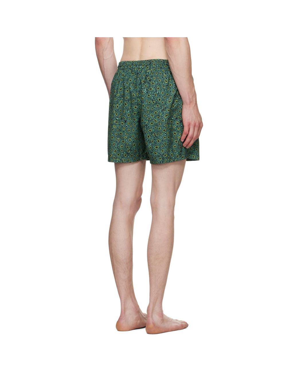 Dries Van Noten Green Printed Swim Shorts for men