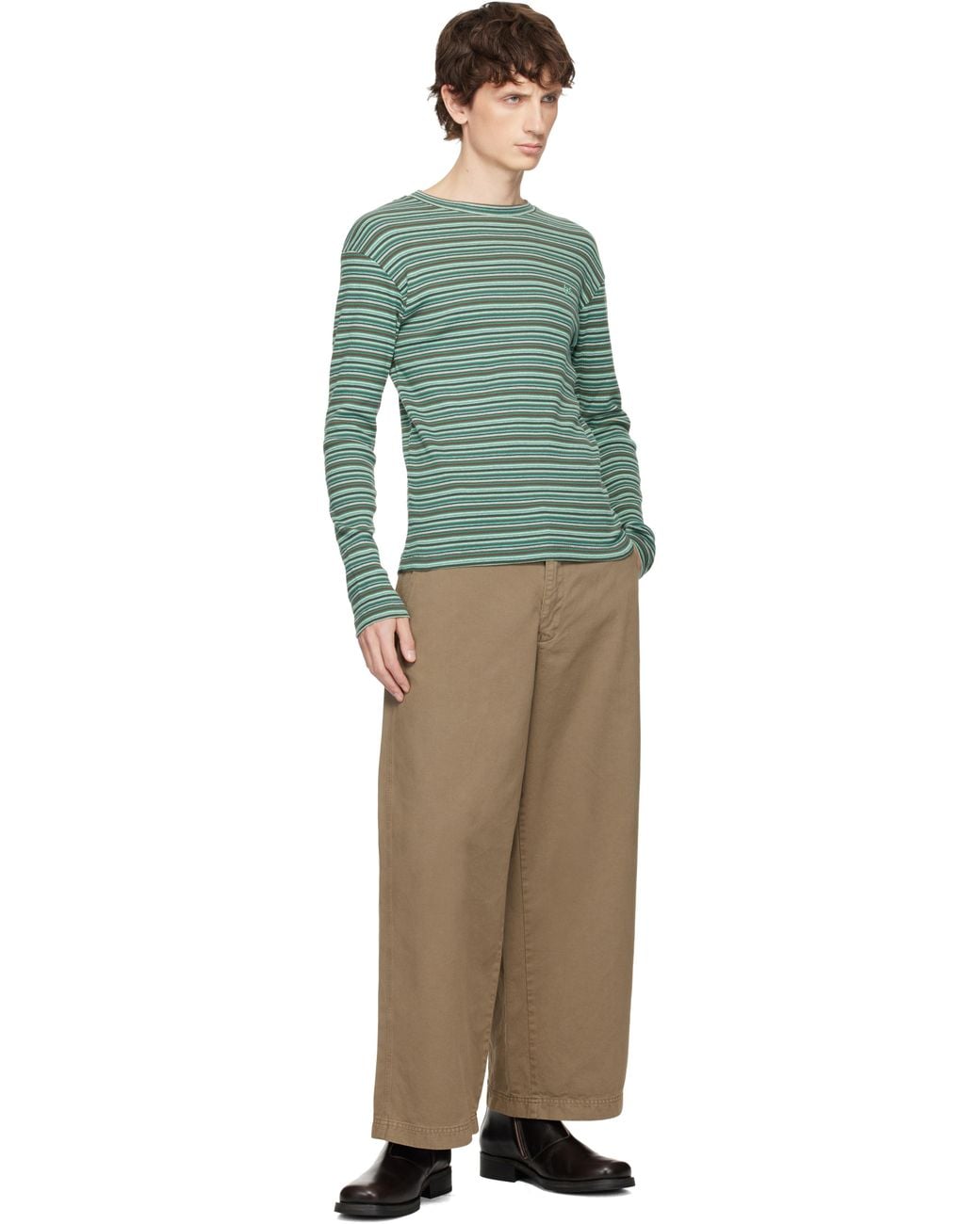 ERL Striped Long Sleeved T-Shirt in Green for Men | Lyst
