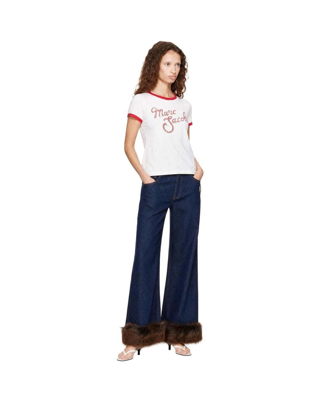 Marc Jacobs Blue Faux Fur Cropped Jeans