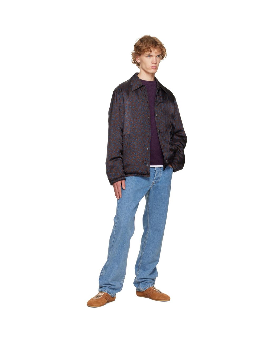 Dries Van Noten Blue Printed Jacket for men