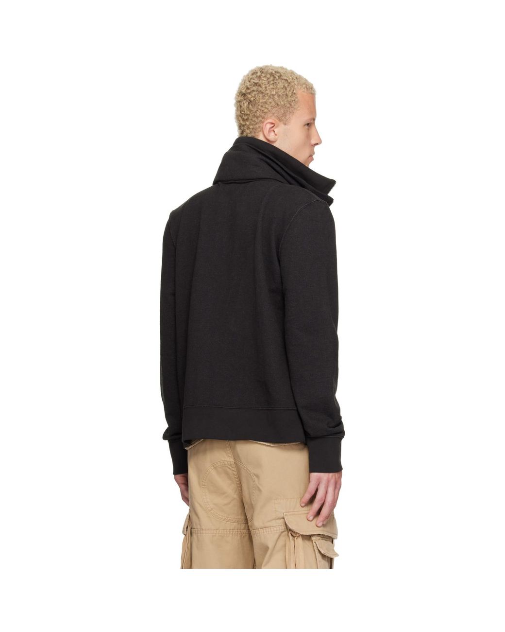 Raimundo Langlois Black Layered Full Zip Sweater for men