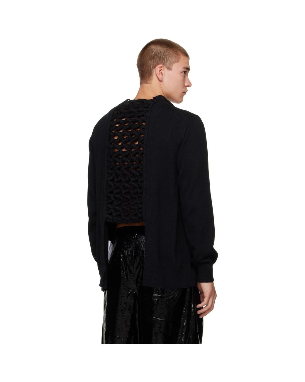 Comme des Garçons Black Worsted Yarn Wool Cardigan for men