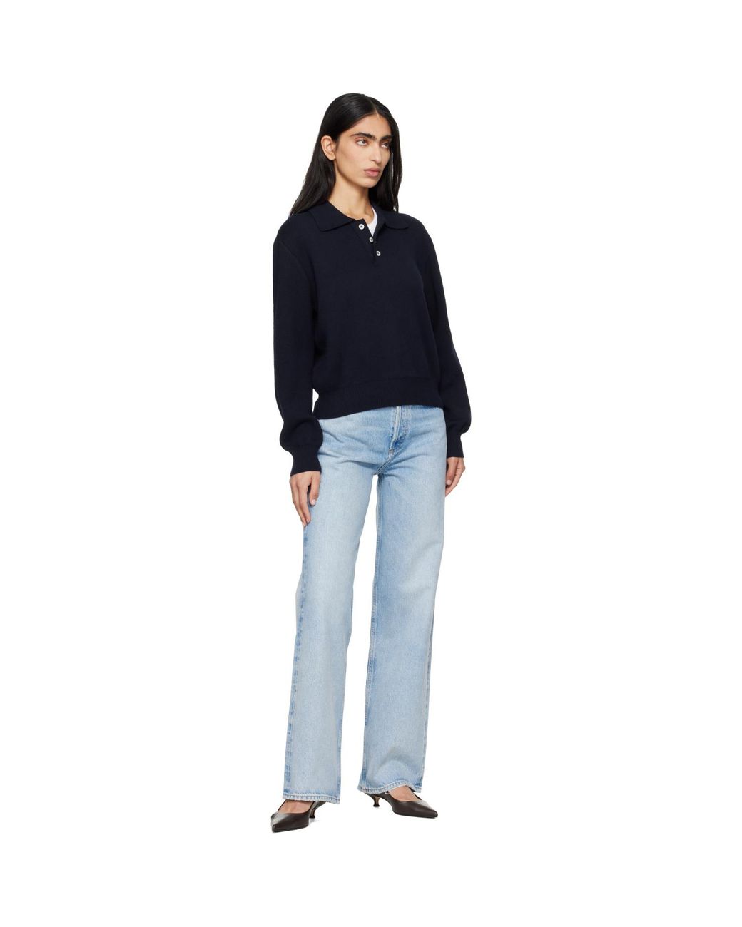 Agolde Blue Ren High Rise Wide Leg Jeans