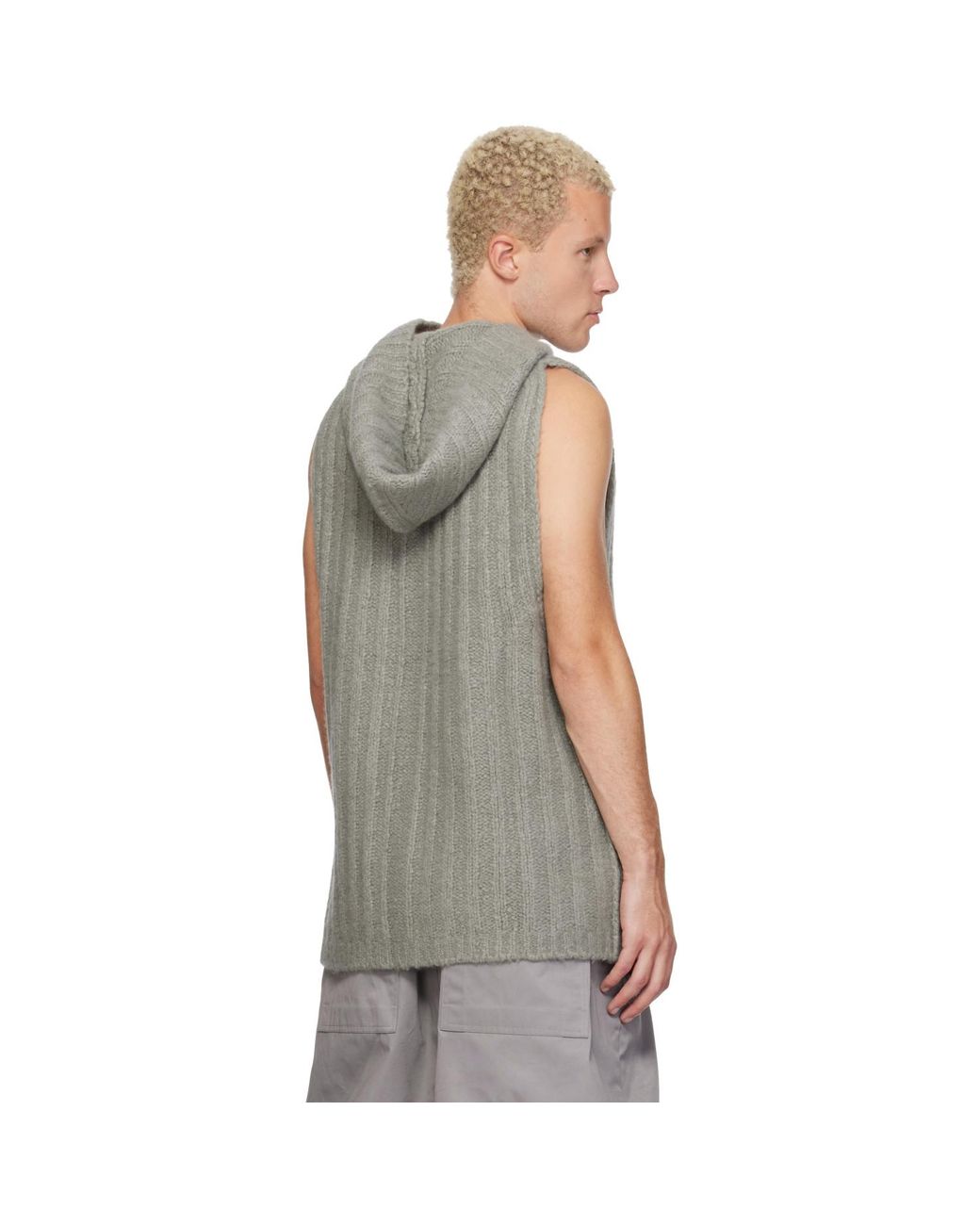 Rick Owens Gray Tower Hooded Tank Top for men