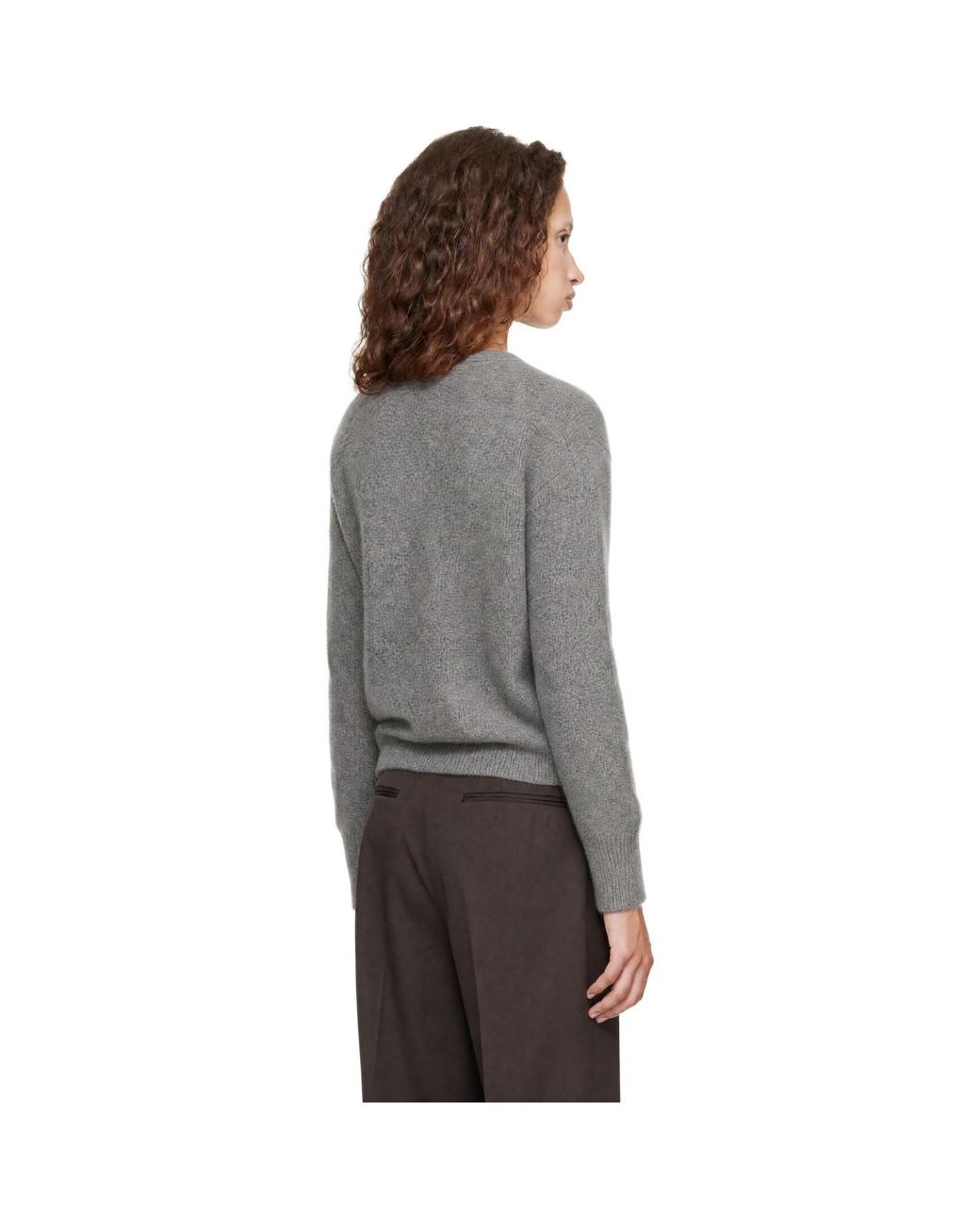Ssstein Gray Fine Wool Argyle Knit Crew Neck Sweater