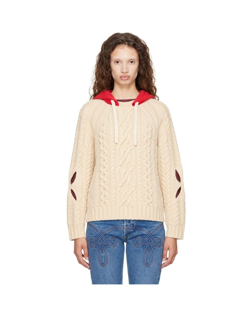 STEFAN COOKE White Off- Cable Hoodie