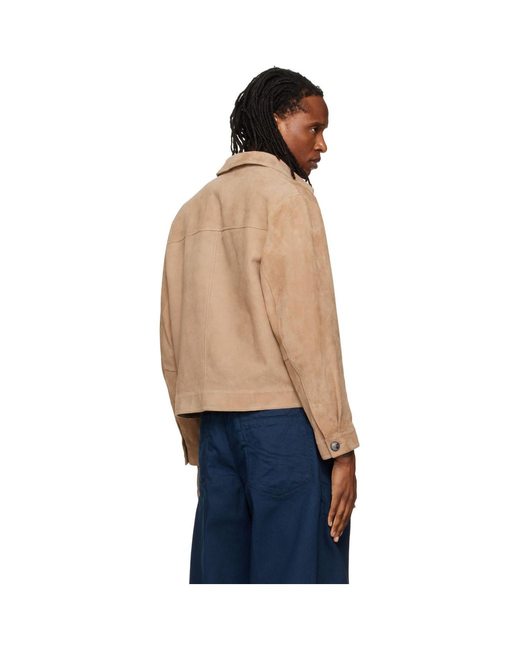 HUGO Blue Suede Stitched Pocket Detail Jacket for men