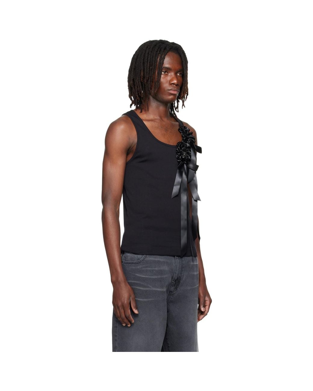 Simone Rocha Black Ribbon Rosette Boy Tank Top for men