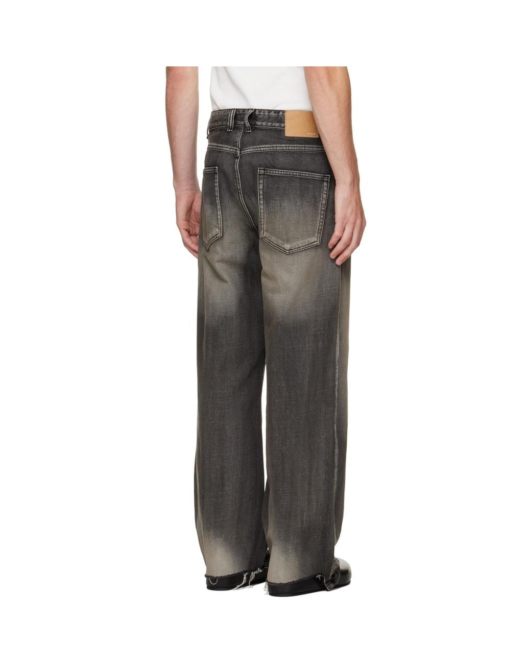 we11done Gray Repaired Check Denim Jeans for men