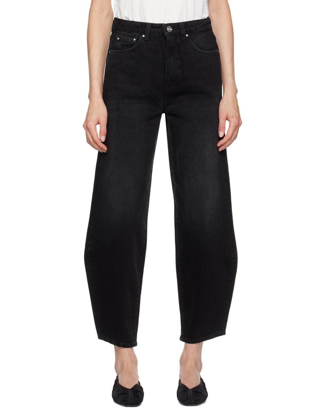 TOTEME Barrel Leg Jeans in Black | Lyst