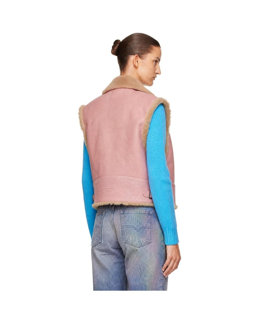 DIESEL Blue Shearling Leather Vest