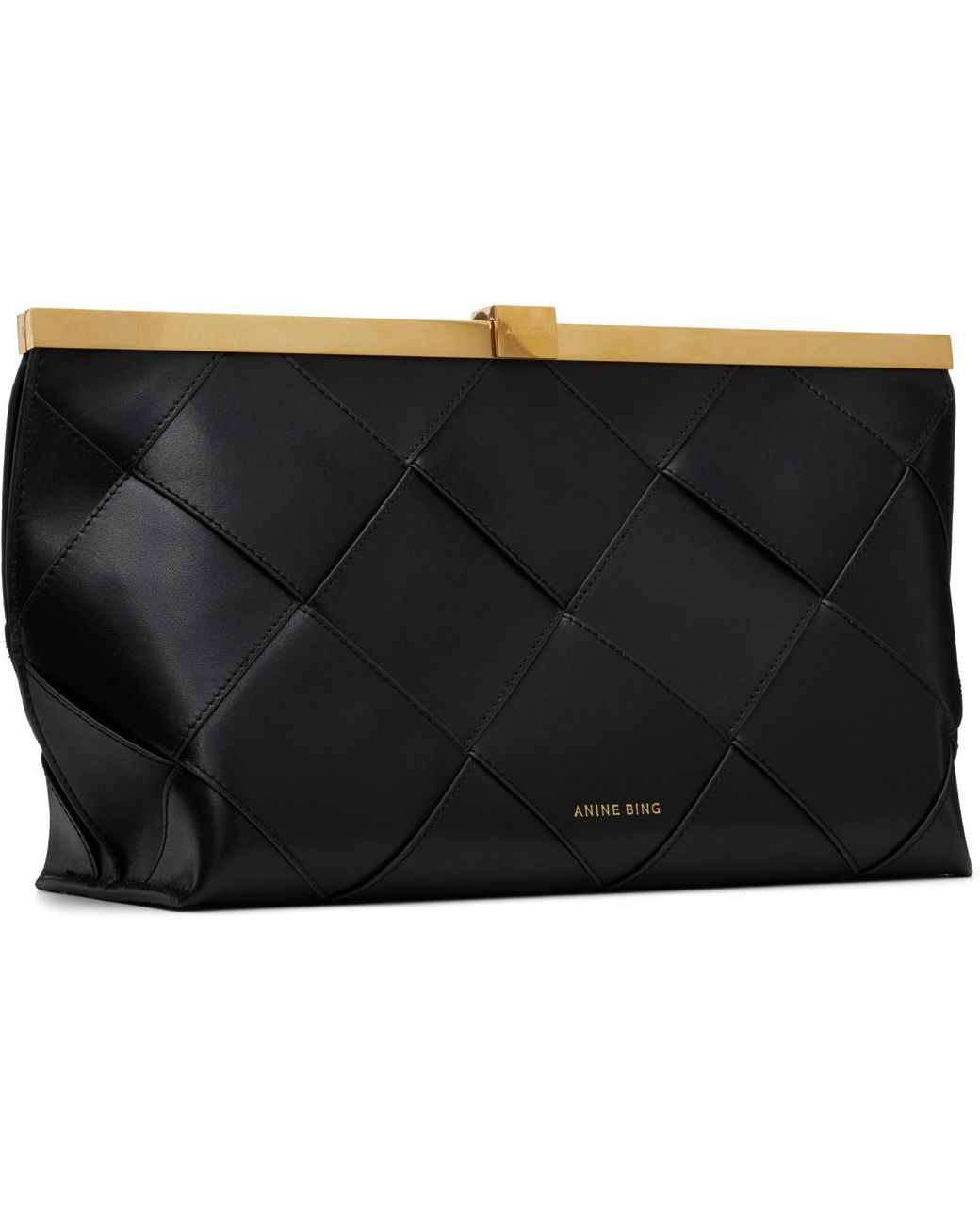 Anine Bing Black Anine Braided Leather Clutch