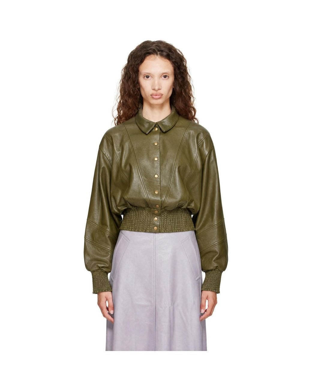 Nicklas Skovgaard Green Sandy Leather Jacket