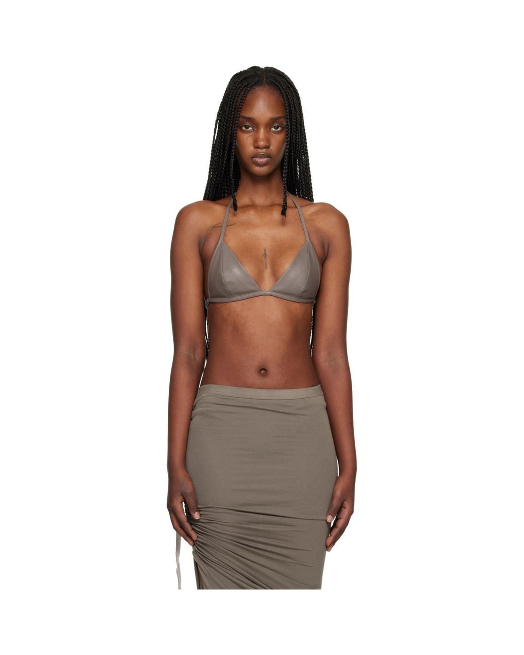 Rick Owens Black Temple Waxy Lamb Leather Bra