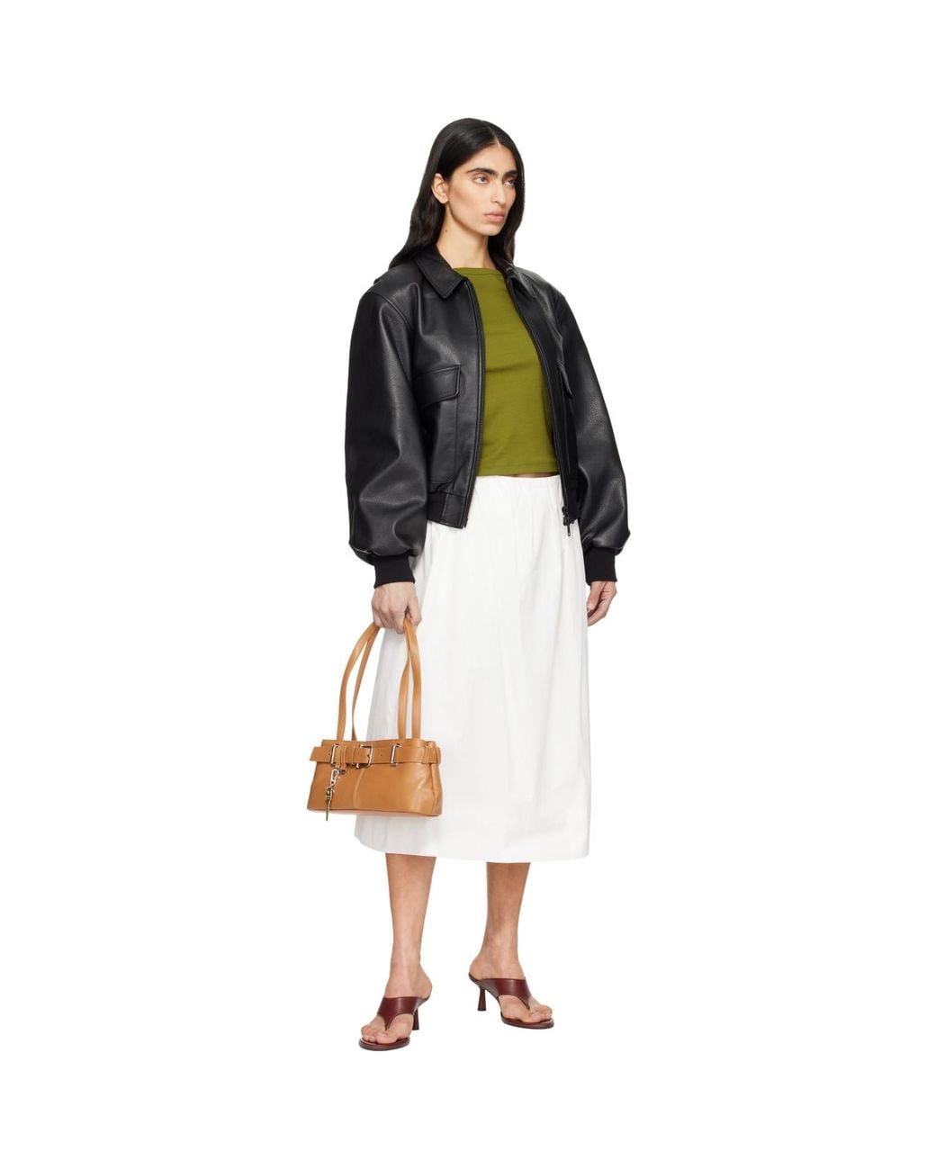 OSOI Brown Tan Shoulder Brocle Mini Bag