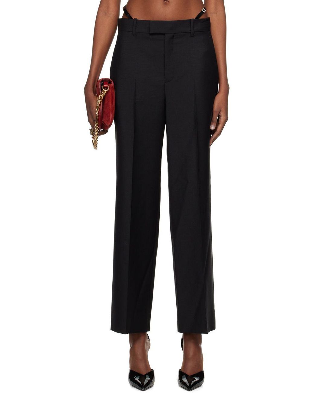 Gucci Black Strap Trousers | Lyst