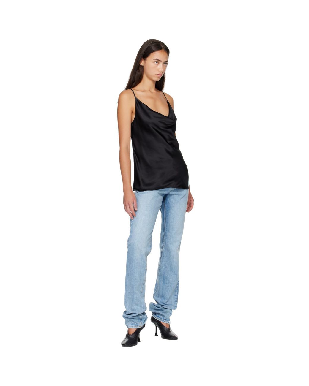 Acne Black Shiny Satin Top