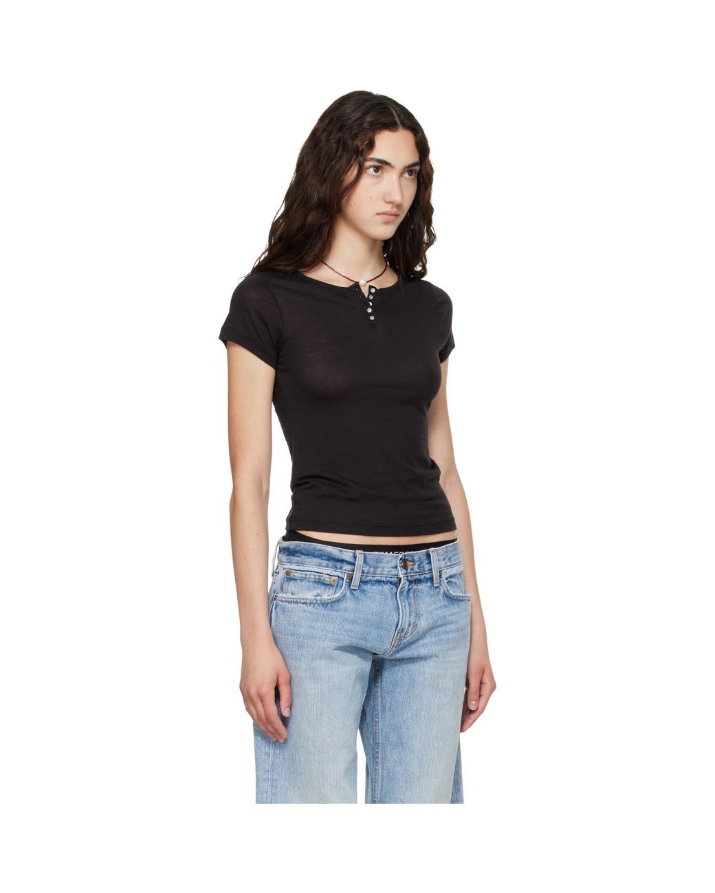 Raimundo Langlois Black Cap-Sleeve T-Shirt