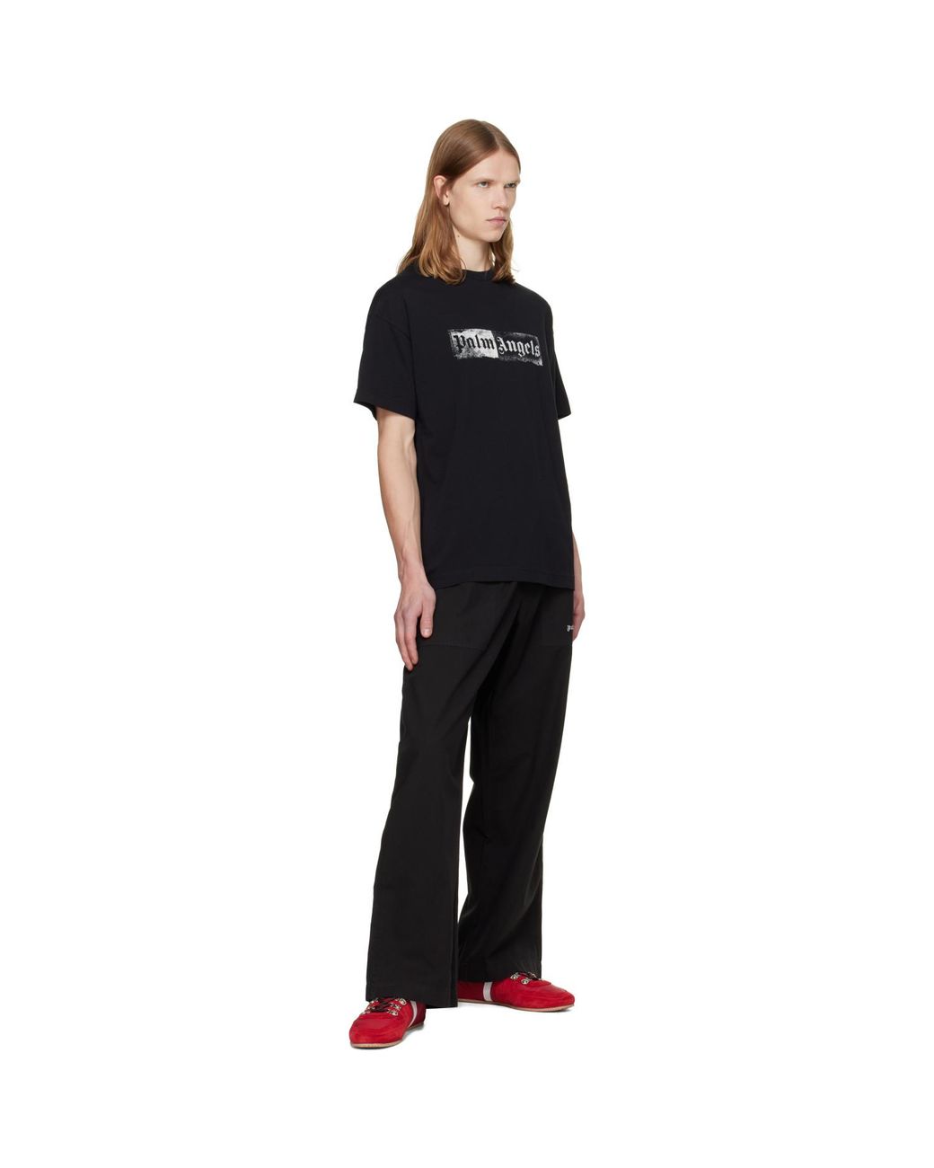 Palm Angels Black Stamp Logo Regular T-Shirt for men