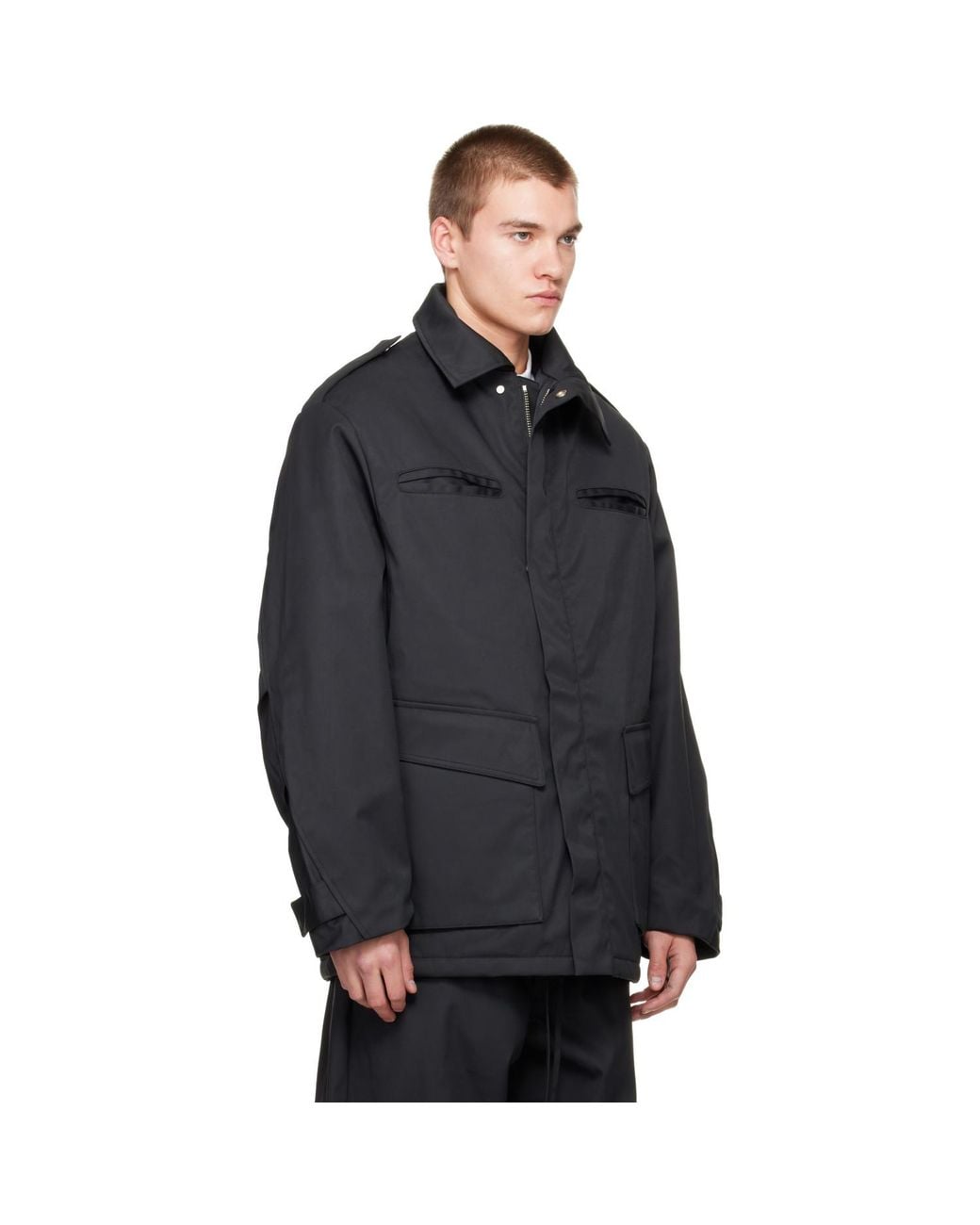 Seventh Black Pilot Parka Coat for men