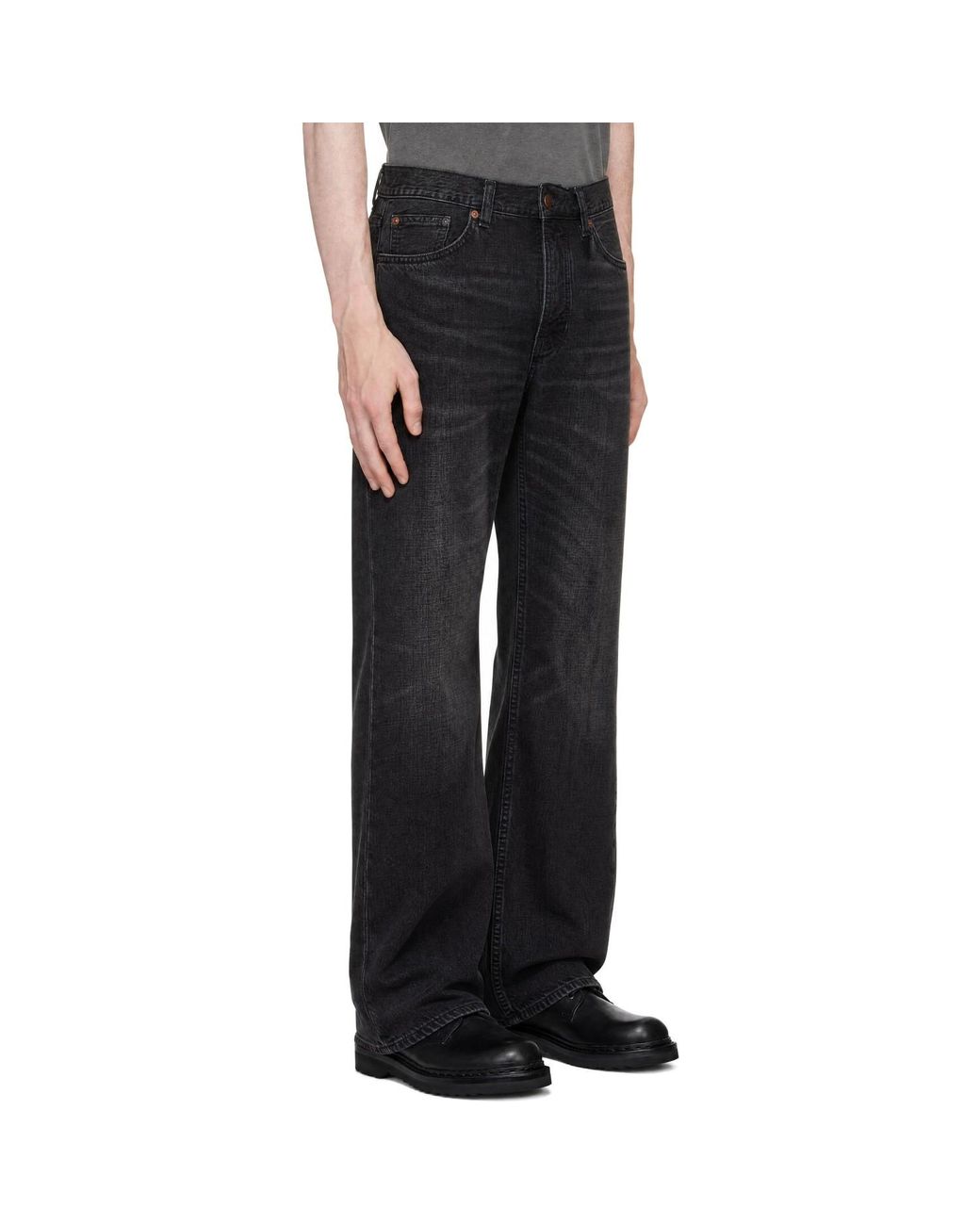 Nudie Jeans Black Flare Glenn Jeans for men