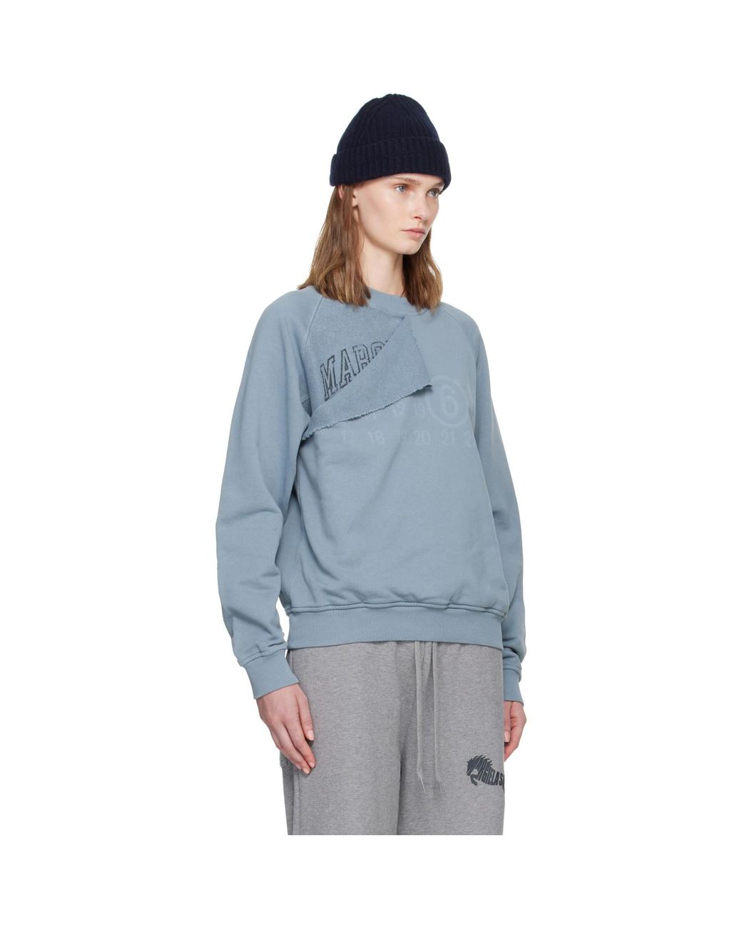 MM6 by Maison Margiela Blue Double Layer Sweatshirt