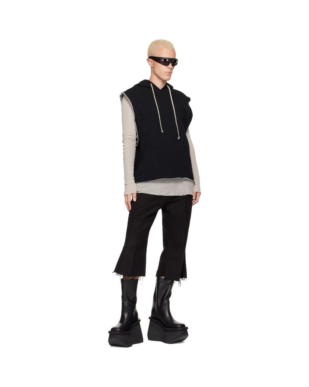 Rick Owens Black Tower Bolan Cutoff Jeans for men